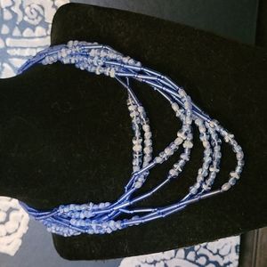 Seven Strand Beaded Blue Stone Choker